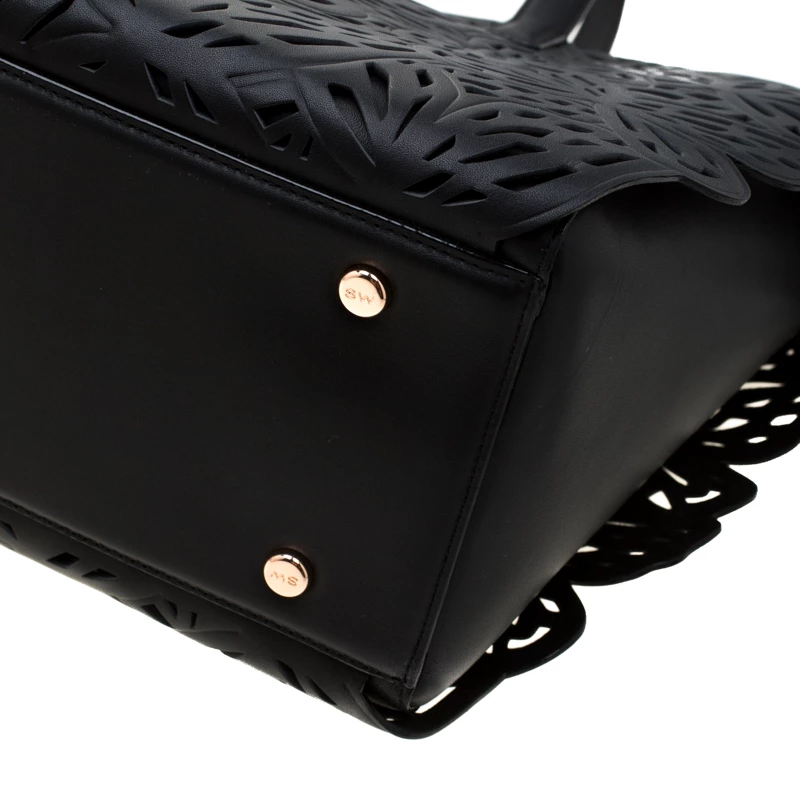 Sophia Webster Black Laser Cut Leather Liara Tote For Women - Image 10