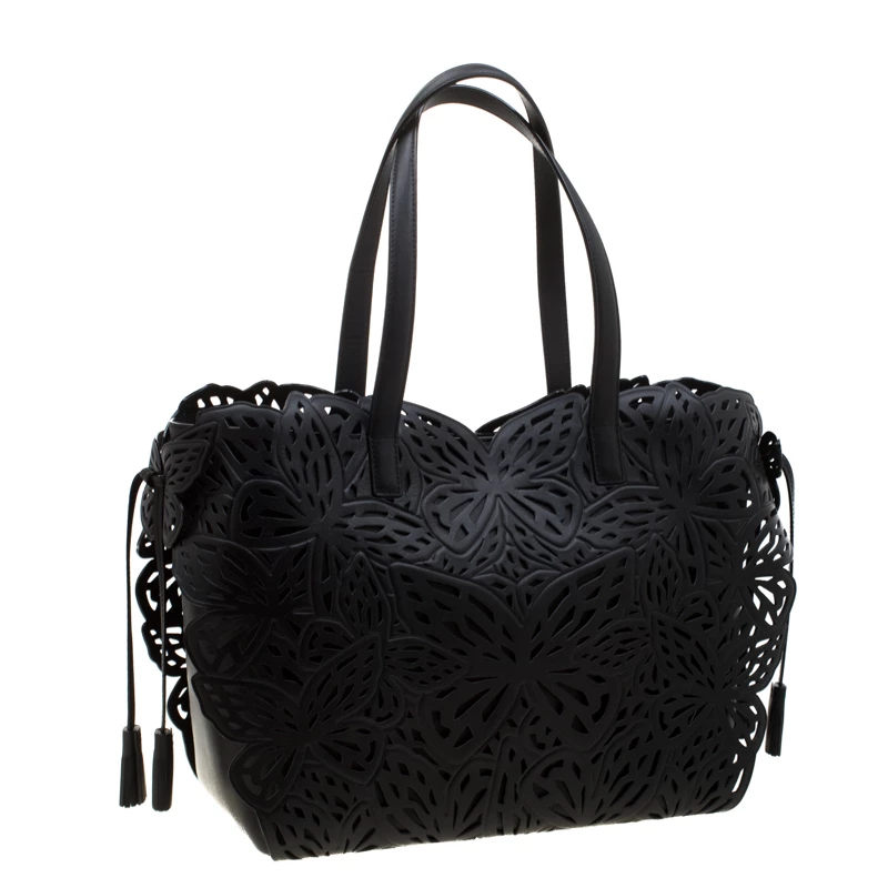 Sophia Webster Black Laser Cut Leather Liara Tote For Women - Image 3