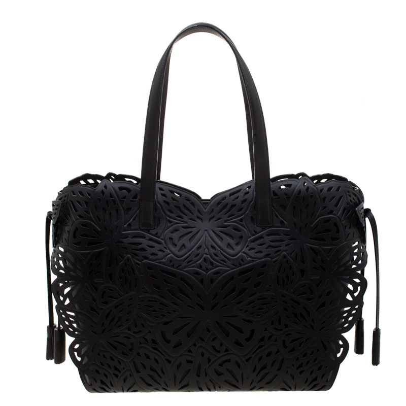 Sophia Webster Black Laser Cut Leather Liara Tote For Women