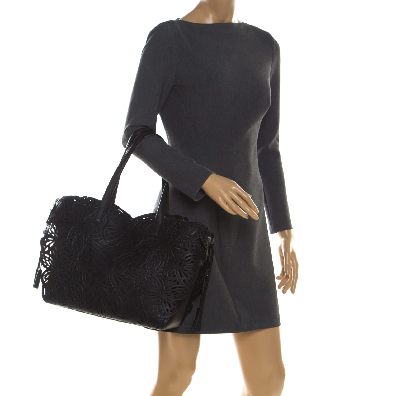 Sophia Webster Black Laser Cut Leather Liara Tote For Women - Image 2