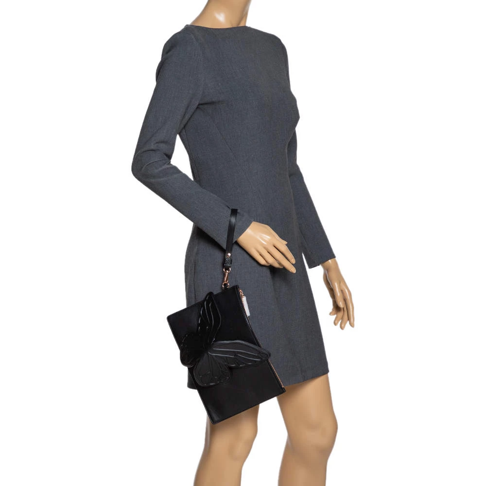 Sophia Webster Black Leather Butterfly Wristlet Pouch For Women - Image 2