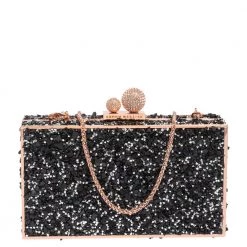 Sophia Webster Black Crystal Embellished Clara Box Clutch For Women