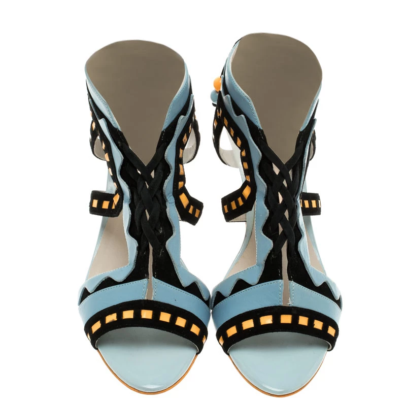 Sophia Webster Multicolor Leather And Suede Raya Wedge Sandals Size 40.5 For Women - Image 3