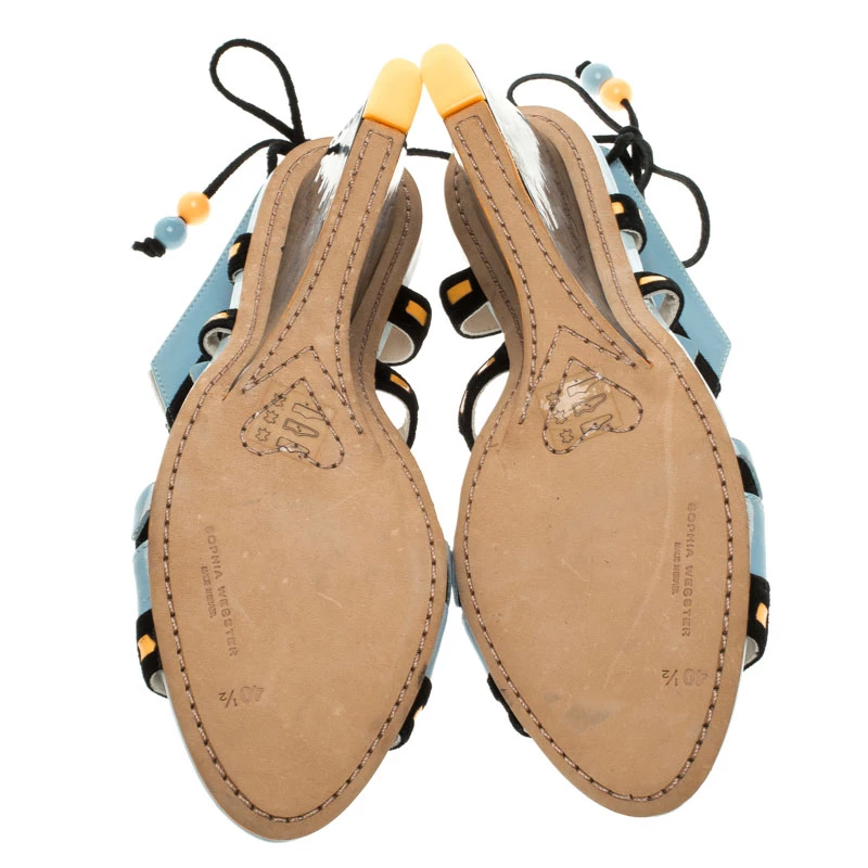 Sophia Webster Multicolor Leather And Suede Raya Wedge Sandals Size 40.5 For Women - Image 6