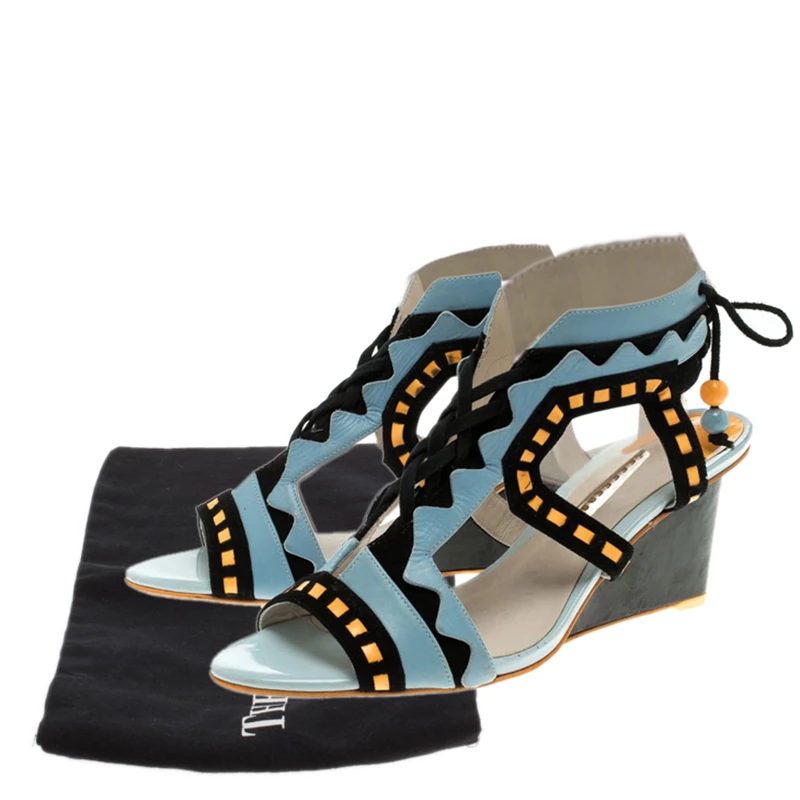 Sophia Webster Multicolor Leather And Suede Raya Wedge Sandals Size 40.5 For Women - Image 8