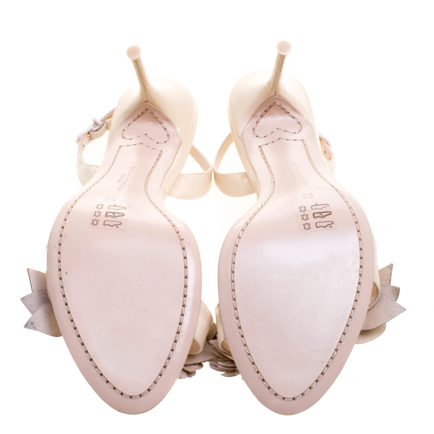 Sophia Webster Beige Patent Leather Lilico Floral Embellished Slingback Sandals Size 38 For Women - Image 6