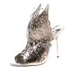 Sophia Webster Metallic Bronze Laser Cut Leather Cherub Winged Lace Up Peep Toe Mules Size 36 For Women