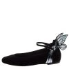 Sophia Webster Black Suede Chiara Butterfly Wing Ballet Flats Size 36 For Women