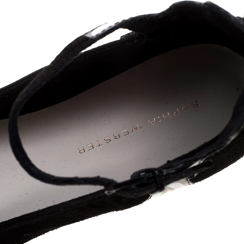 Sophia Webster Black Suede Chiara Butterfly Wing Ballet Flats Size 36 For Women - Image 7