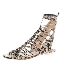 Sophia Webster Multicolor Camo Print Leather Gladiator Flat Sandals Size 36.5 For Women