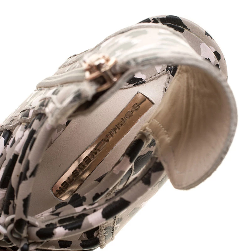 Sophia Webster Multicolor Camo Print Leather Gladiator Flat Sandals Size 36.5 For Women - Image 7