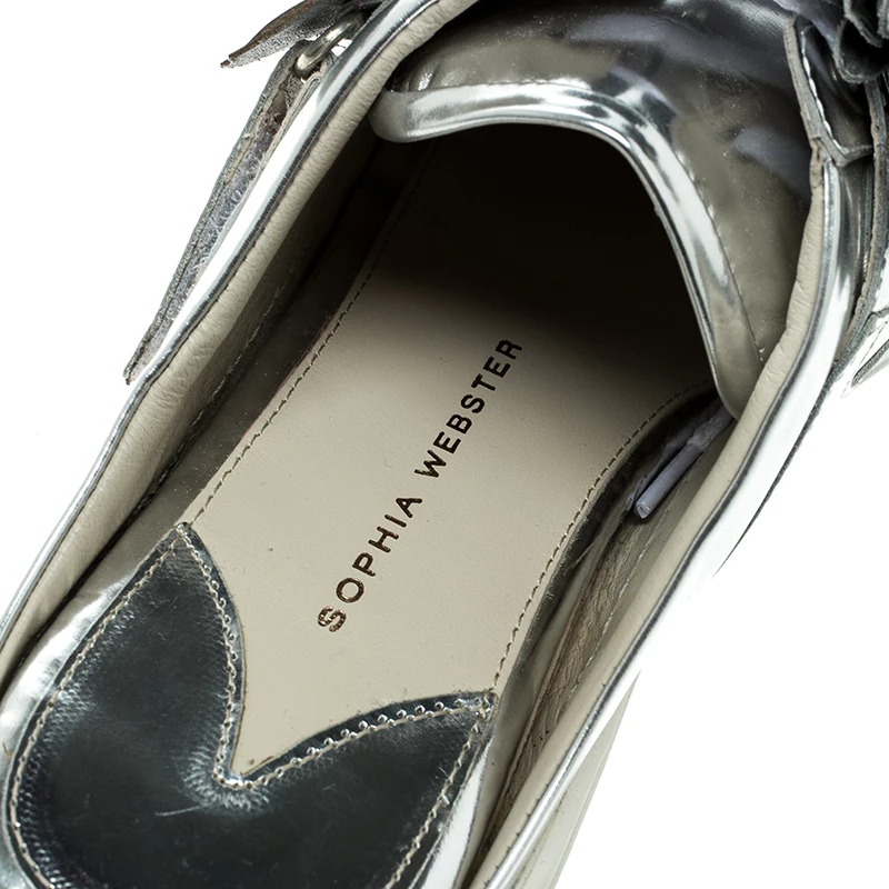 Sophia Webster Metallic Silver Leather Lilico Jessie Sneaker Mules Size 41 For Women - Image 7