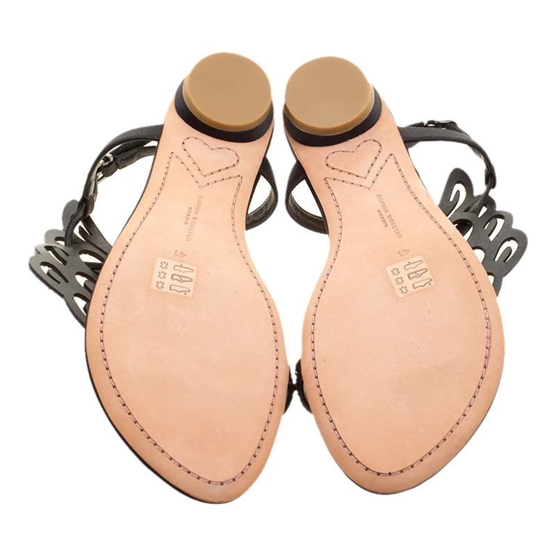 Sophia Webster Black Crystal Embellished Satin Seraphina Angel Wing Flats Size 41 For Women - Image 6