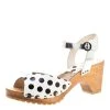 Sophia Webster Monochrome Polka Dot Leather Ava Ankle Strap Sandals Size 41 For Women