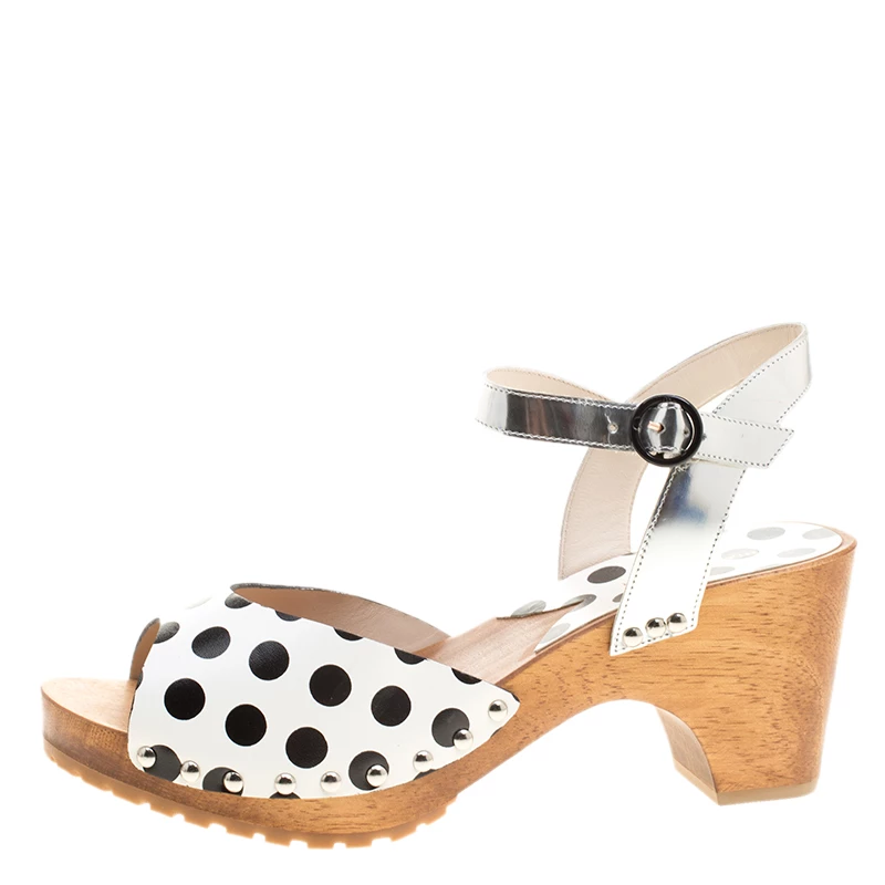 Sophia Webster Monochrome Polka Dot Leather Ava Ankle Strap Sandals Size 41 For Women - Image 2
