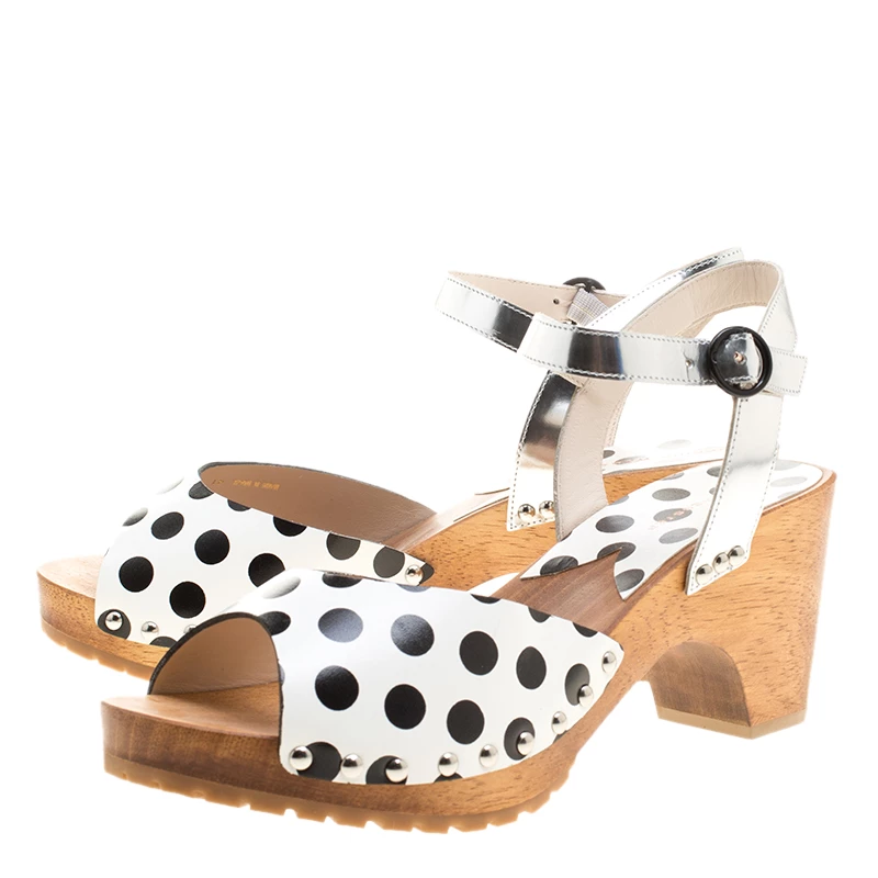 Sophia Webster Monochrome Polka Dot Leather Ava Ankle Strap Sandals Size 41 For Women - Image 4