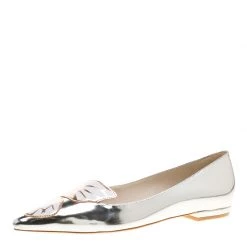 Sophia Webster Metallic Leather Bibi Butterfly Pointed Toe Ballet Flats Size 37 For Women