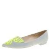 Sophia Webster Light Blue Embroidered Suede Bibi Butterfly Pointed Toe Ballet Flats Size 37 For Women