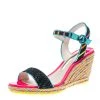 Sophia Webster Multicolor Stripe Canvas Lucita Espadrille Wedge Sandals Size 38.5 For Women