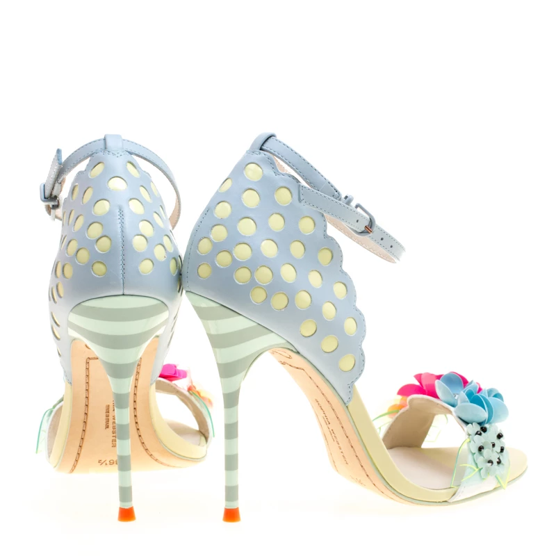 Sophia Webster Multicolor Leather Lilico Sequin Flower Embellished Ankle Strap Open Toe Sandals Size 36.5 For Women - Image 5