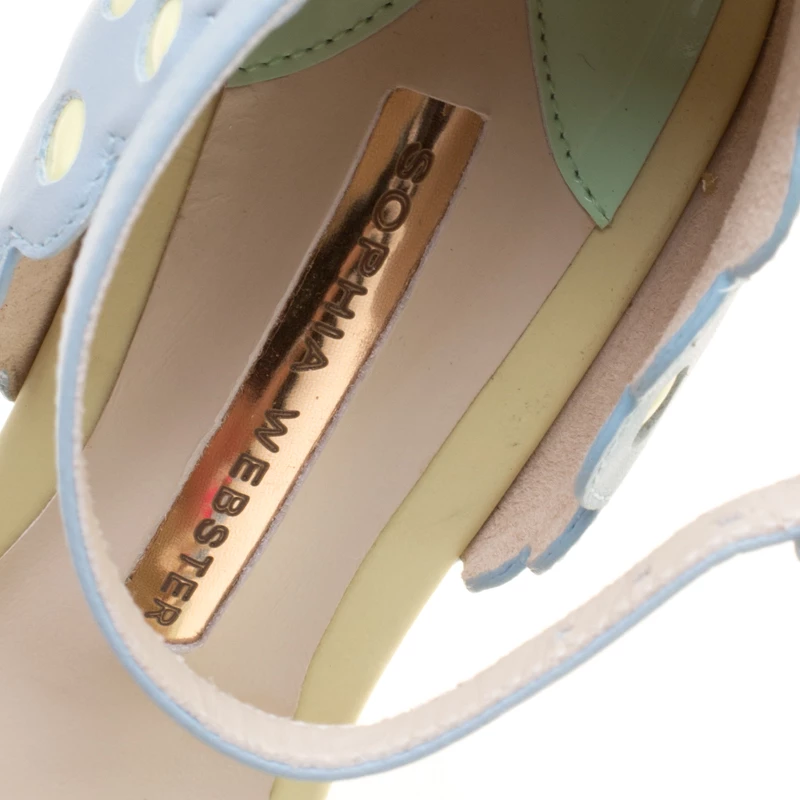 Sophia Webster Multicolor Leather Lilico Sequin Flower Embellished Ankle Strap Open Toe Sandals Size 36.5 For Women - Image 7