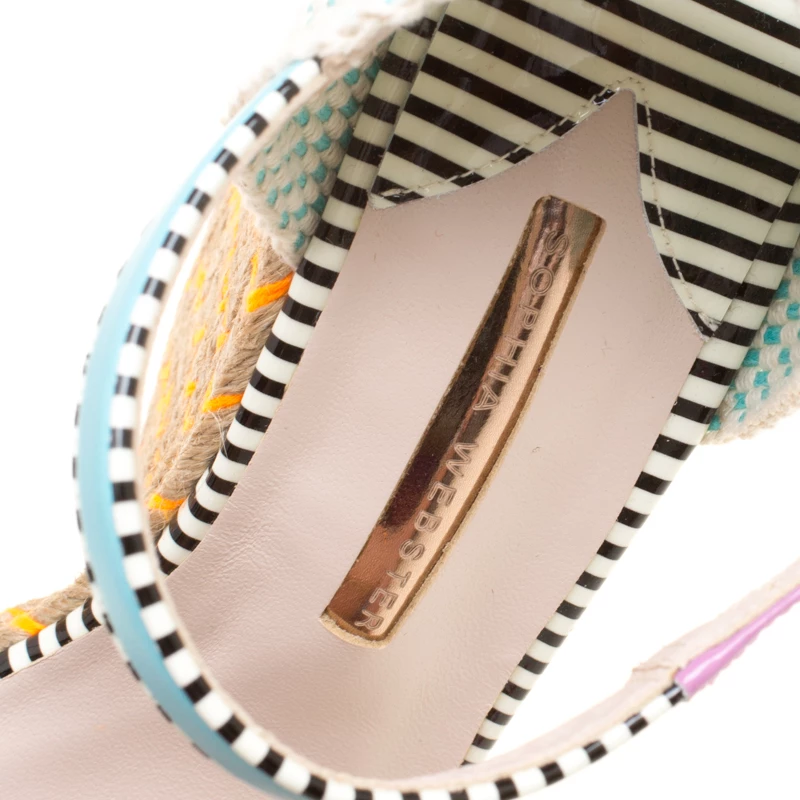 Sophia Webster Multicolor Leather Lucita Flower Embellished Espadrille Wedge Sandals Size 39 For Women - Image 7