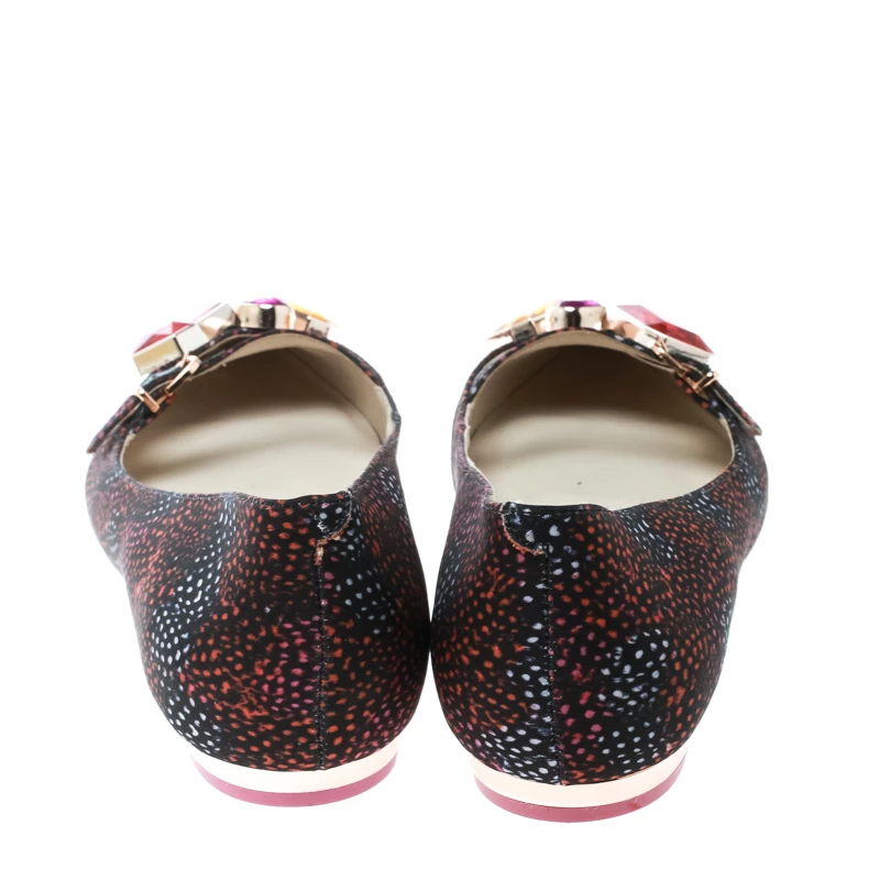 Sophia Webster Multicolor Satin Jewel Embellished Piper Gem Pointed Toe Flats Size 38 For Women - Image 5
