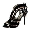 Sophia Webster Black Suede And Metallic Bronze Leather Riko Cut Out Sandals Size 37 For Women