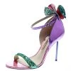 Sophia Webster Multicolor Holographic Leather Maya Glitter Bow Ankle Strap Sandals Size 38.5 For Women