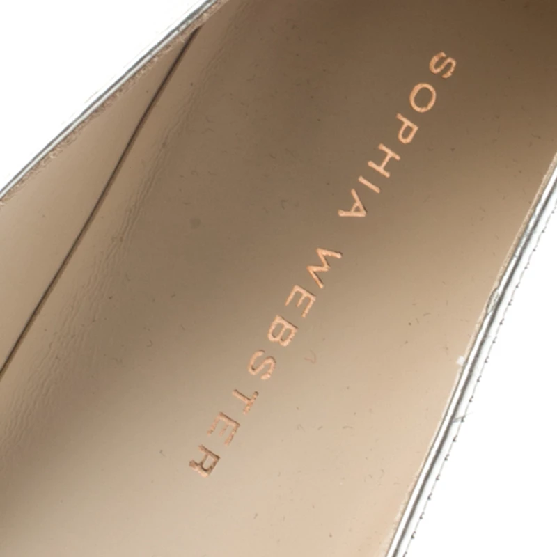 Sophia Webster Metallic Silver Leather Bibi Butterfly Pointed Toe Ballet Flats Size 38.5 For Women - Image 7