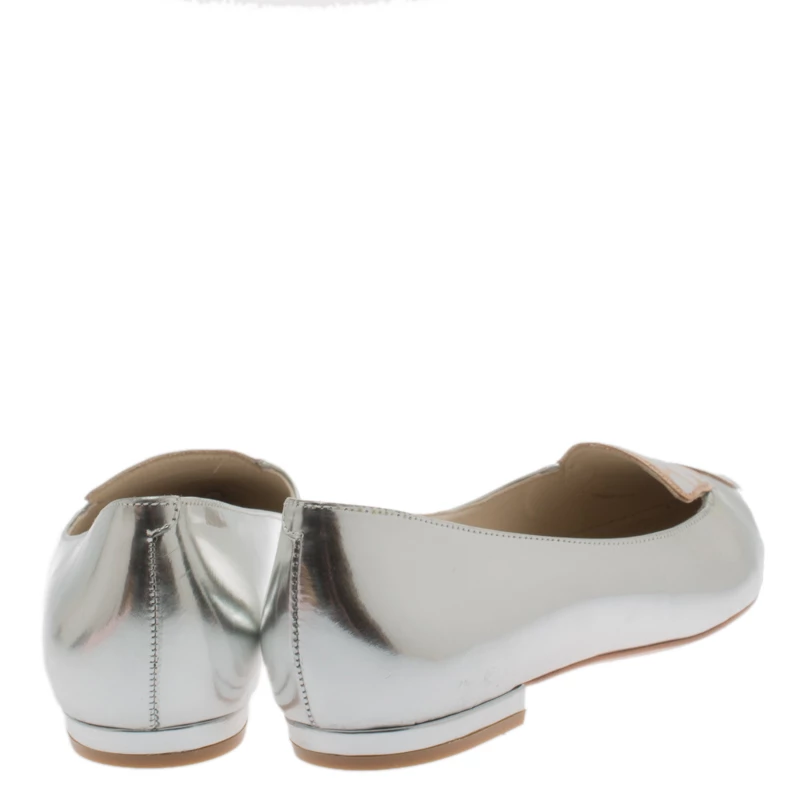 Sophia Webster Metallic Silver Leather Bibi Butterfly Pointed Toe Ballet Flats Size 38.5 For Women - Image 5