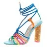 Sophia Webster Multicolor Leather Cord Copacabana Cork Heel Ankle Wrap Sandals Size 38 For Women