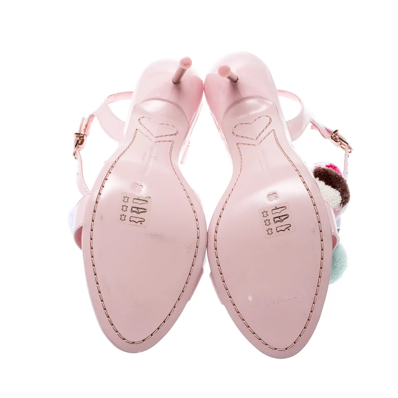 Sophia Webster Pale Pink Layla Pom Pom Embellished T-Strap Sandals Size 38 For Women - Image 6