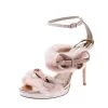 Sophia Webster Pink Faux Fur And Leather Bella Bow Embellished Ankle Strap Sandals Size 39 For Women