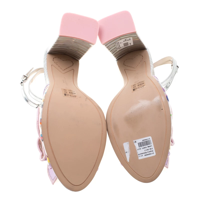 Sophia Webster Multicolor Metallic Leather And PVC Lana Crystal Embellished Block Heel Sandals Size 42 For Women - Image 6