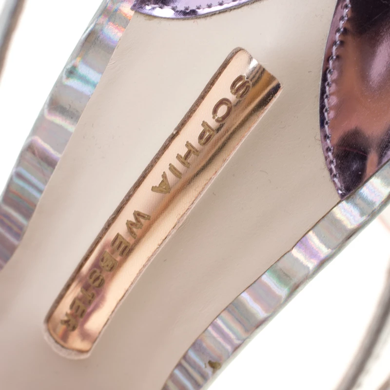 Sophia Webster Multicolor Metallic Leather And PVC Lana Crystal Embellished Block Heel Sandals Size 42 For Women - Image 7