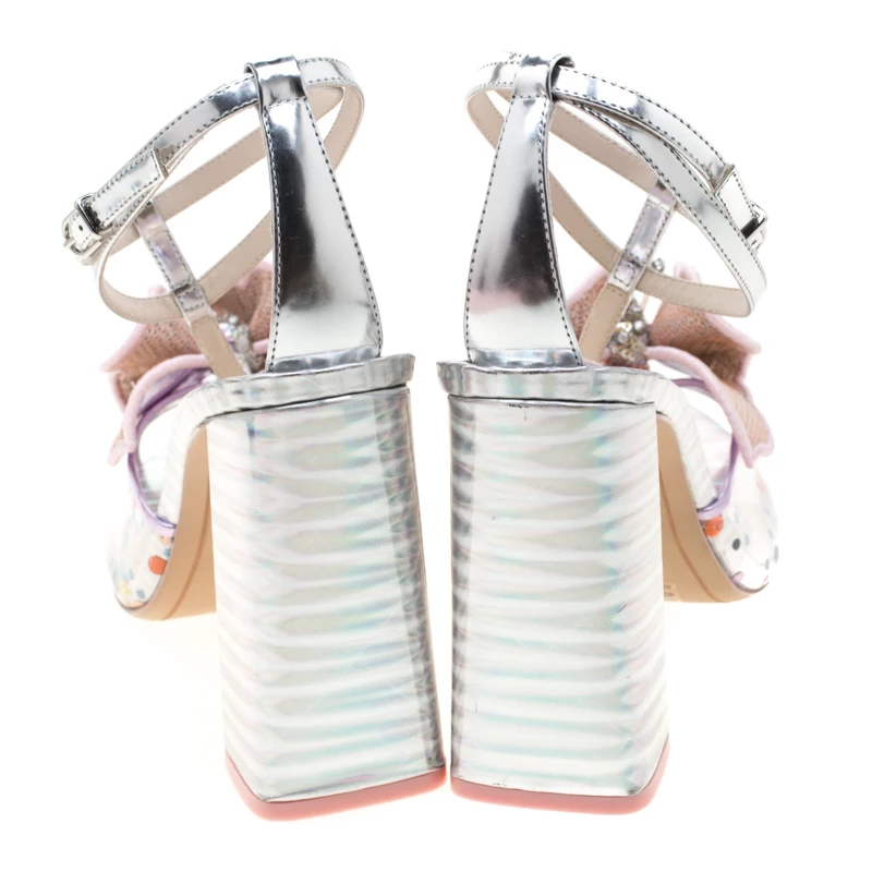 Sophia Webster Multicolor Metallic Leather And PVC Lana Crystal Embellished Block Heel Sandals Size 42 For Women - Image 5