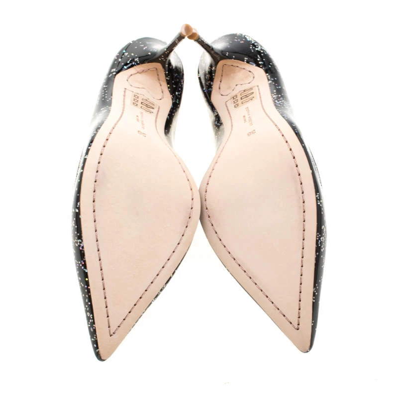Sophia Webster Black Glitter Patent Leather Pointed Toe Pumps Size 38 For Women - Image 6