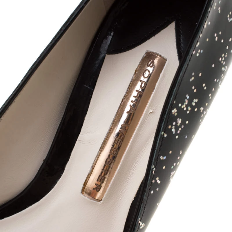 Sophia Webster Black Glitter Patent Leather Pointed Toe Pumps Size 38 For Women - Image 7