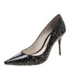 Sophia Webster Black Glitter Patent Leather Pointed Toe Pumps Size 38 For Women