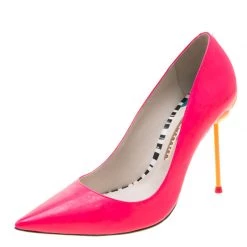 Sophia Webster Florescent Pink Leather Coco Flamingo Pointed Toe Pumps Size 38 For Women