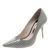 Sophia Webster Monochrome Striped Patent Leather Pointed Toe Pumps Size 38 For Women