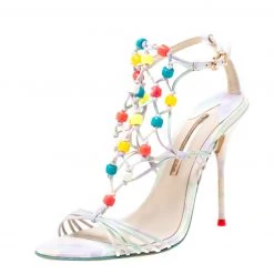 Sophia Webster Multicolor Strappy Leather Arielle Beaded Caged Sandals Size 39.5 For Women