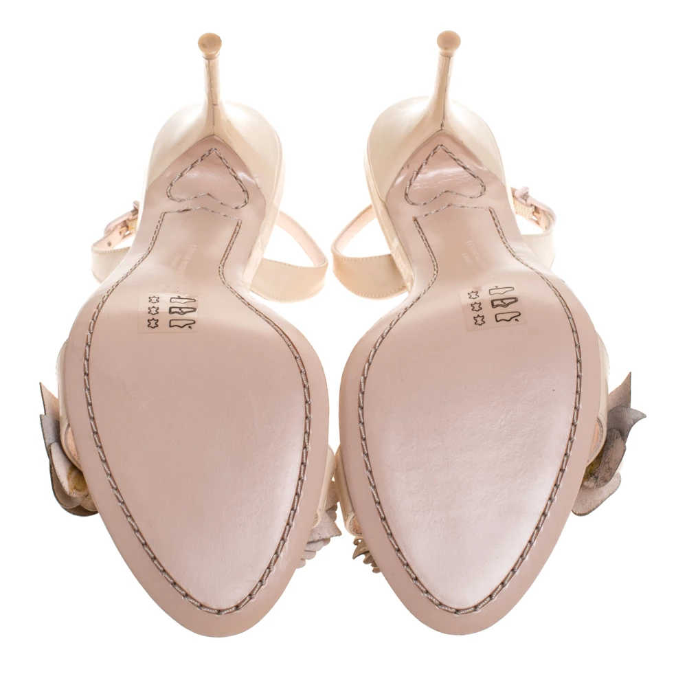 Sophia Webster Beige Patent Leather Lilico Applique Ankle Strap Sandals Size 39 For Women - Image 6