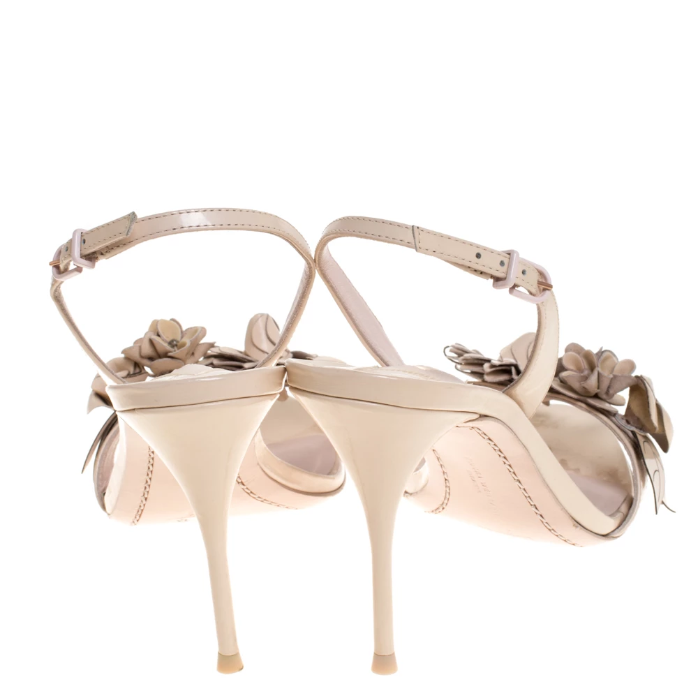 Sophia Webster Beige Patent Leather Lilico Applique Ankle Strap Sandals Size 39 For Women - Image 5
