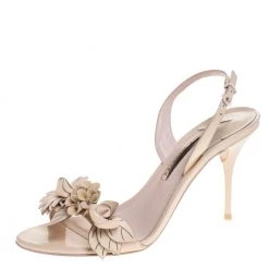 Sophia Webster Beige Patent Leather Lilico Applique Ankle Strap Sandals Size 39 For Women