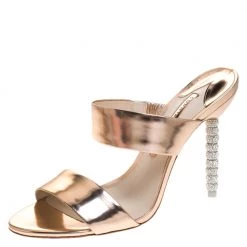 Sophia Webster Metallic Bronze Leather Rosalind Open Toe Sandals Size 38 For Women