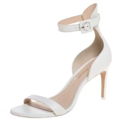 Sophia Webster White Leather Nicole Ankle Cuff Sandals Size 37.5 For Women