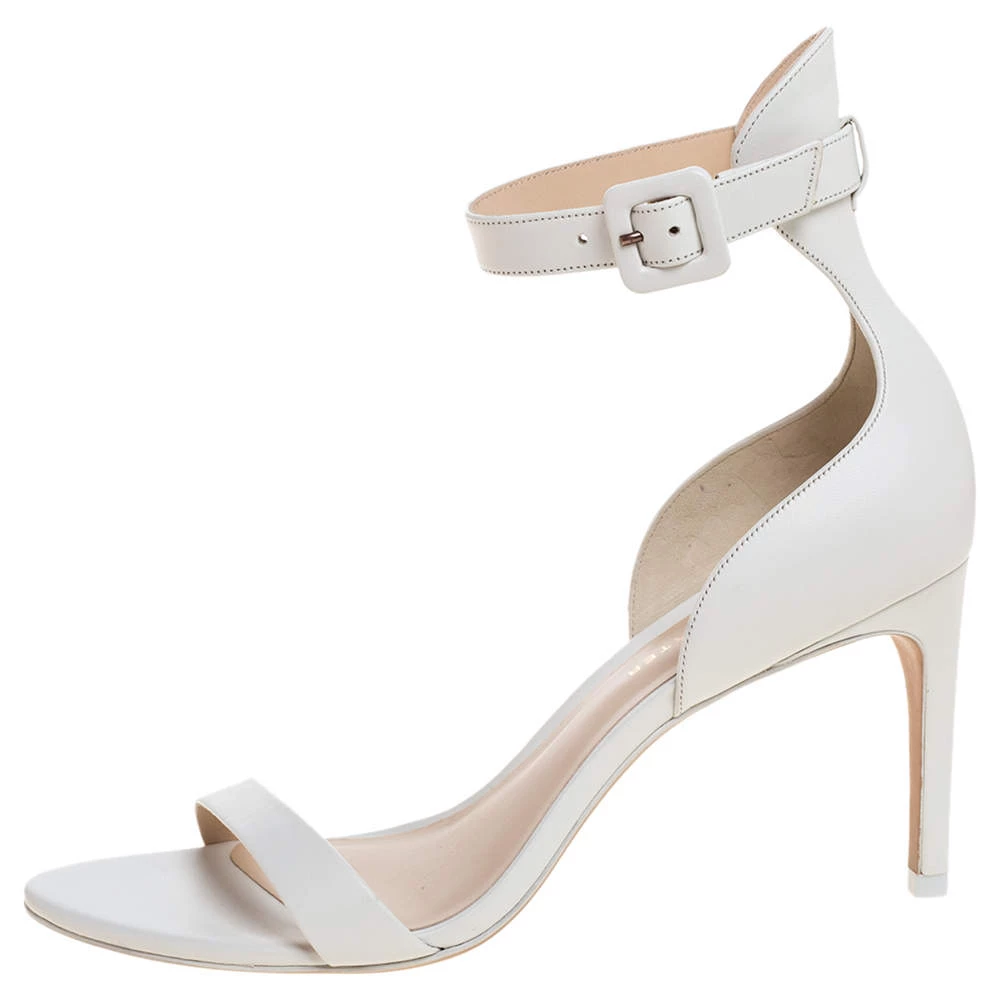 Sophia Webster White Leather Nicole Ankle Cuff Sandals Size 37.5 For Women - Image 2