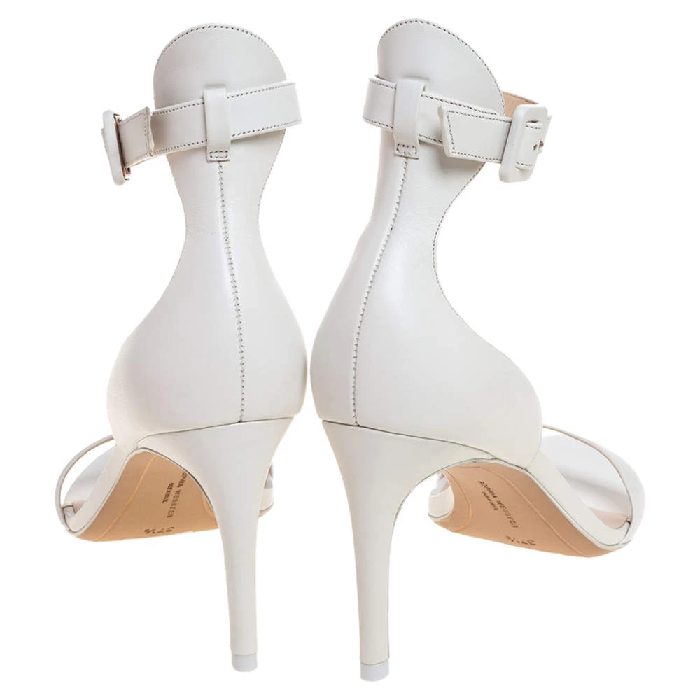 Sophia Webster White Leather Nicole Ankle Cuff Sandals Size 37.5 For Women - Image 5
